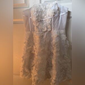 Ivory Floral Appliqué Strapless Wedding Dress for Girls